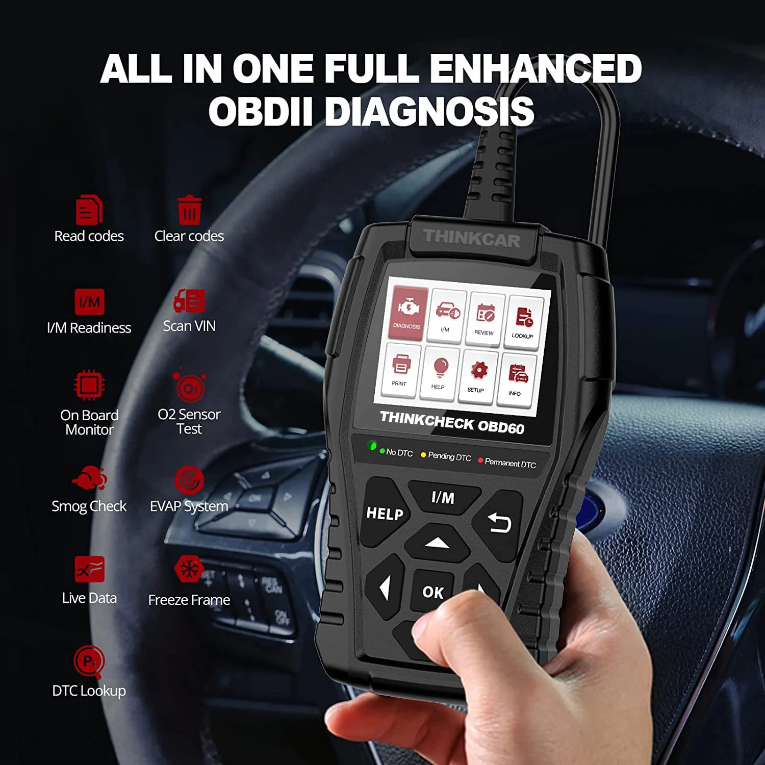 Thinkcar THINKCHECK OBD60 - OBD2 Check Engine Code Reader Light & Smog Check Test Vehicle Diagnostic Equipment - Image 6