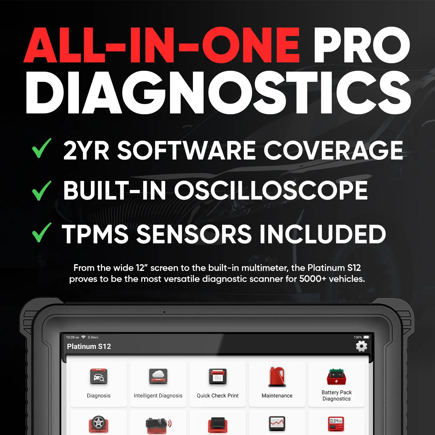 Thinkcar Platinum S12 12-Inch Advanced Diagnostic Tablet - Professional Bi-Directional OBD2 Scanner with ECU Coding - Image 3