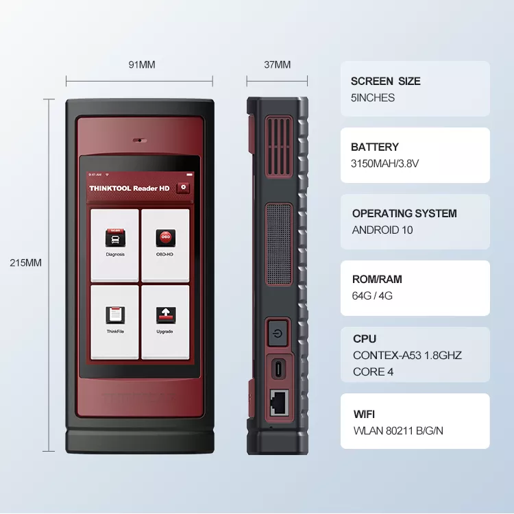 Thinkcar ThinkTool Reader HD - 5" Professional OBD2 Scanner For Heavy Duty Commercial Vehicles Automotive Diagnostic Equipment - Image 6