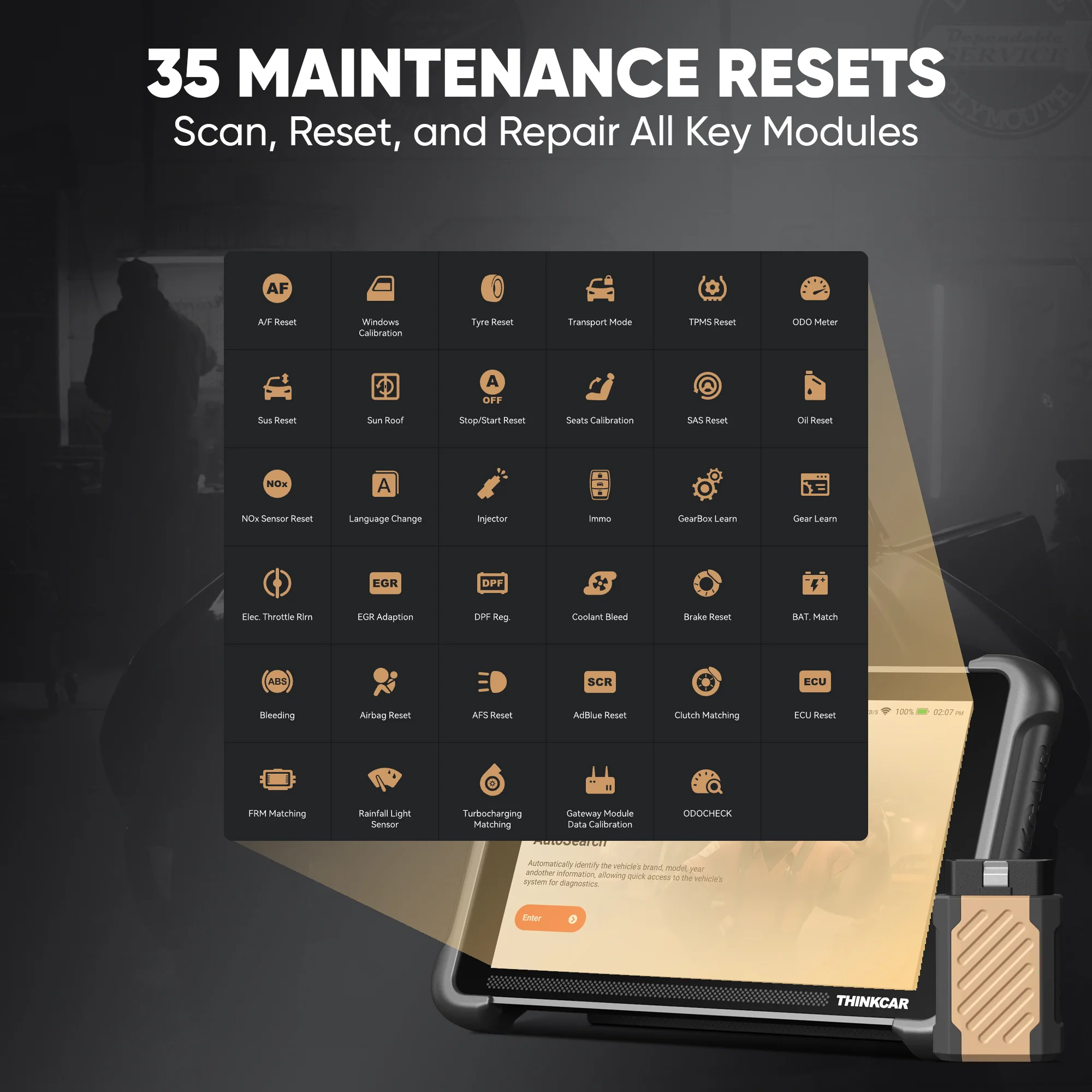 Thinkcar Platinum 191 8-Inch Professional Diagnostic Scanner - Full System OBD2 Scan Tool with Active Test Functions - Image 10