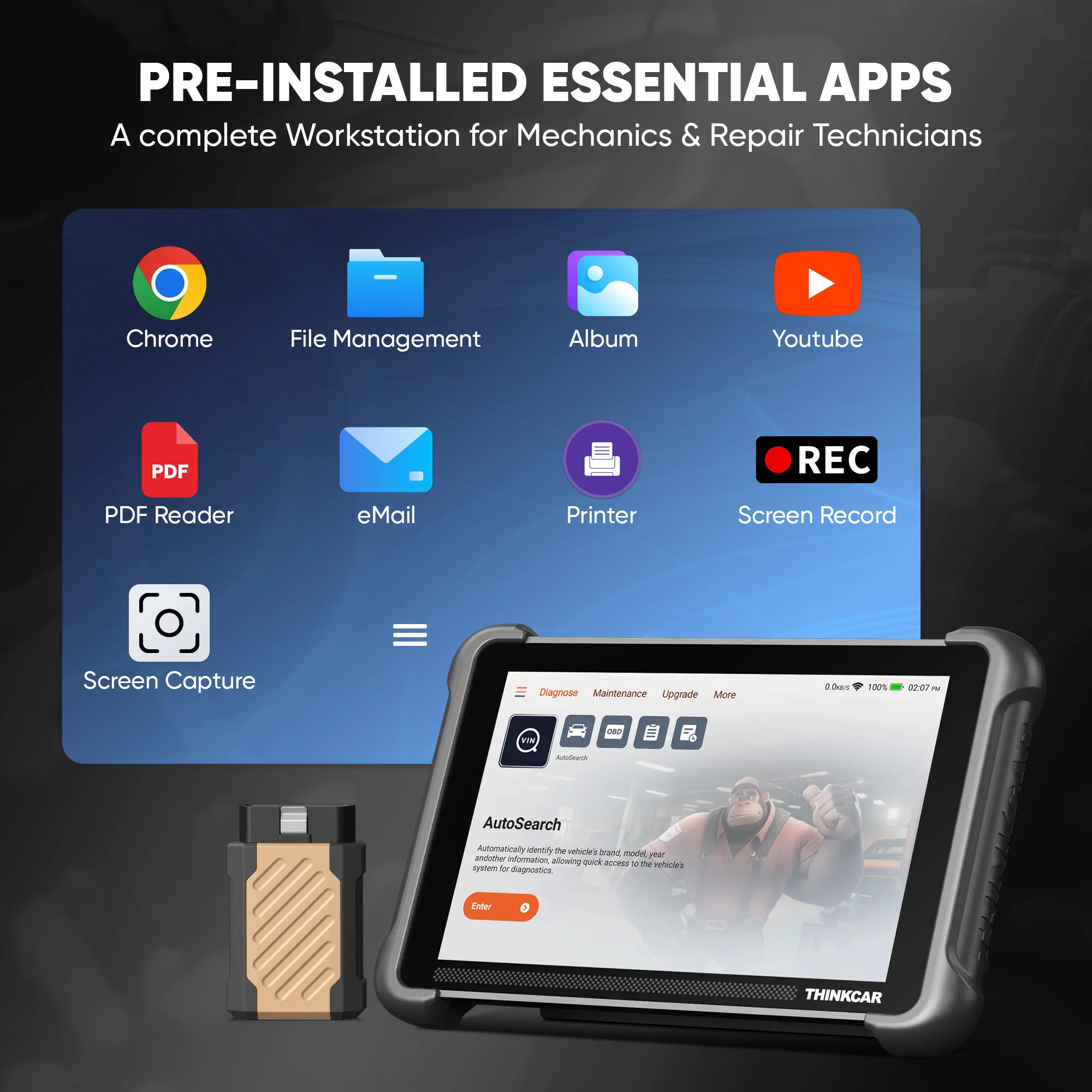 Thinkcar Platinum 191 8-Inch Professional Diagnostic Scanner - Full System OBD2 Scan Tool with Active Test Functions - Image 3