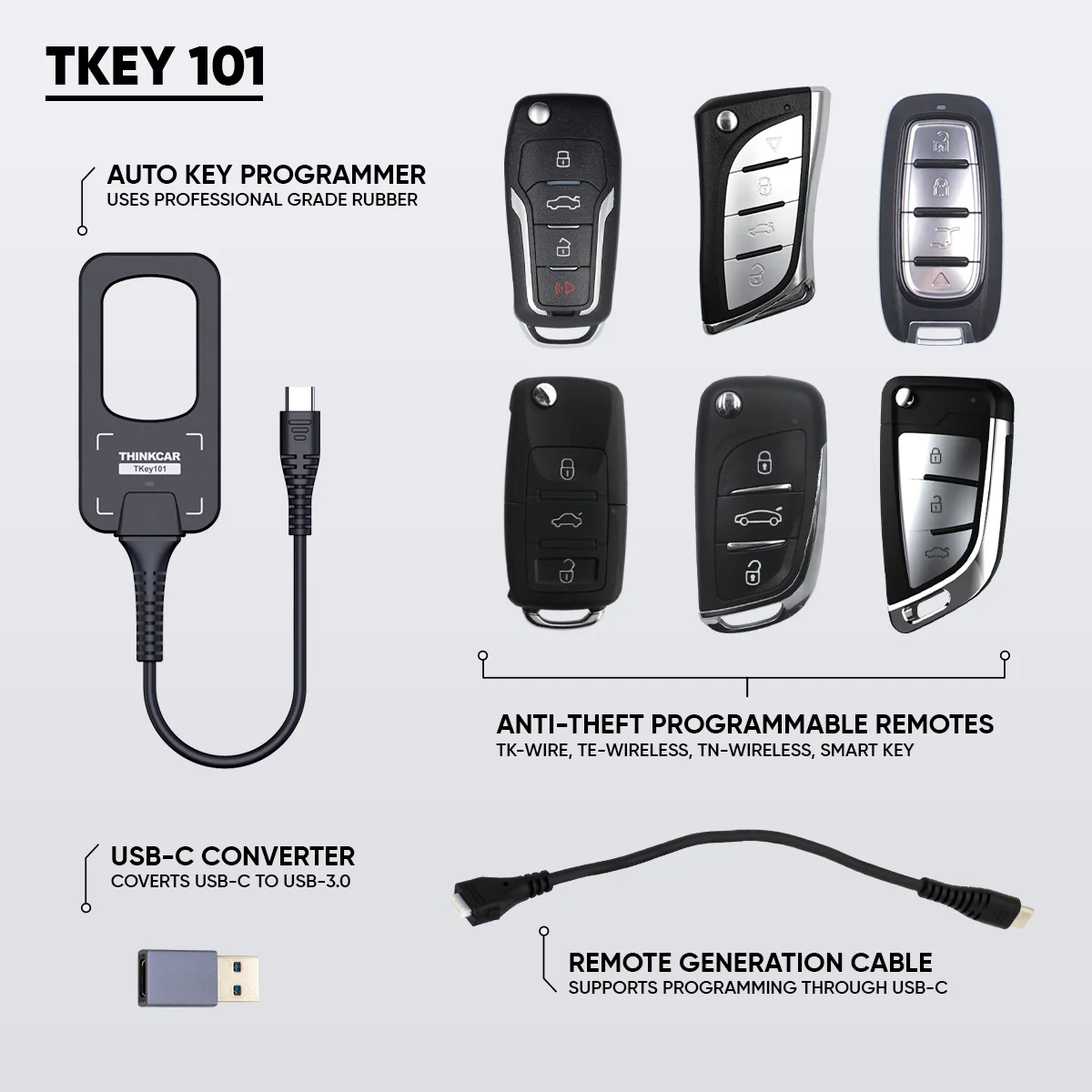 Thinkcar TKEY 101 Automotive Key Programmer - Professional Immobilizer Tool with 6 Remote Keys Included - Image 5