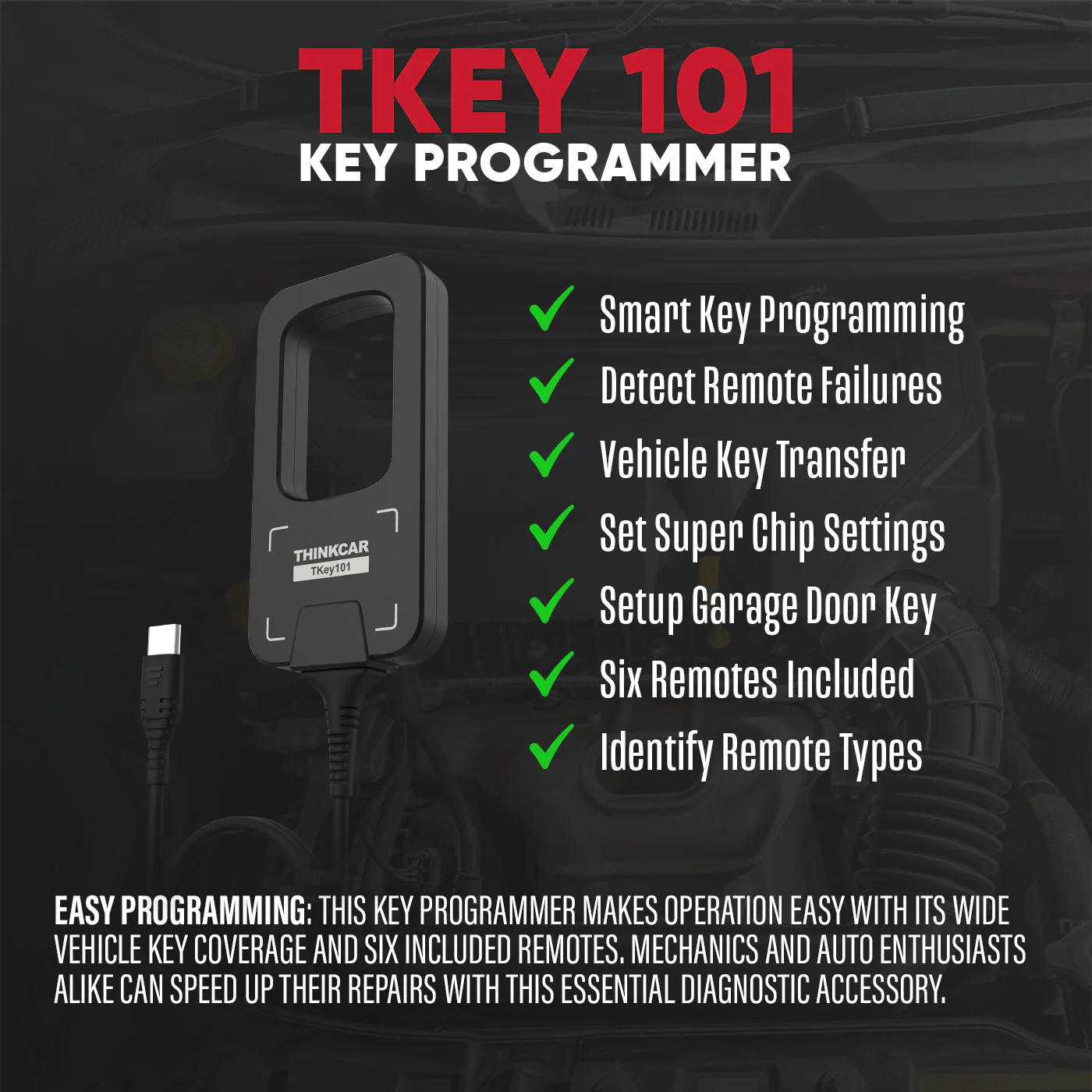 Thinkcar TKEY 101 Automotive Key Programmer - Professional Immobilizer Tool with 6 Remote Keys Included - Image 6
