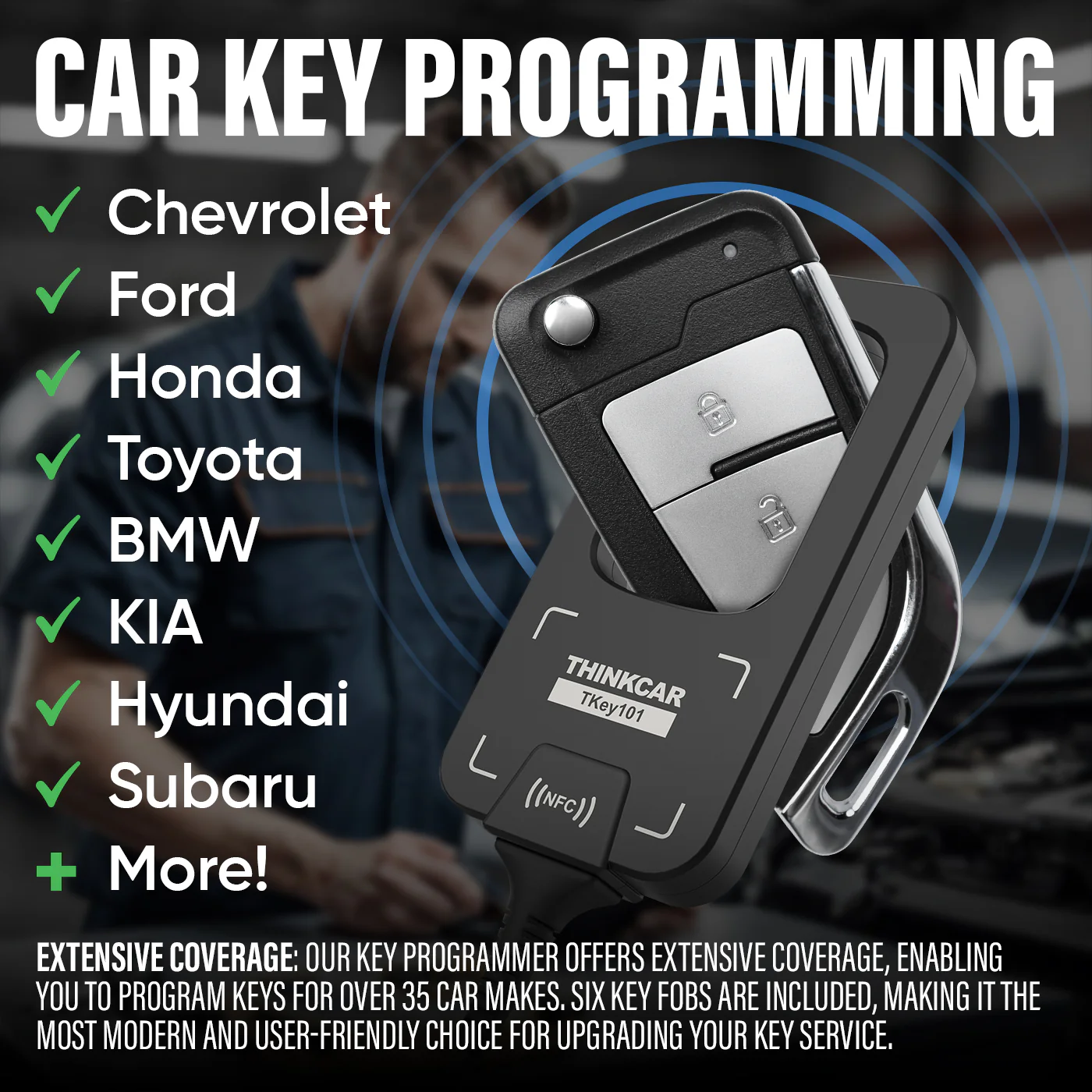 Thinkcar TKEY 101 Automotive Key Programmer - Professional Immobilizer Tool with 6 Remote Keys Included - Image 8