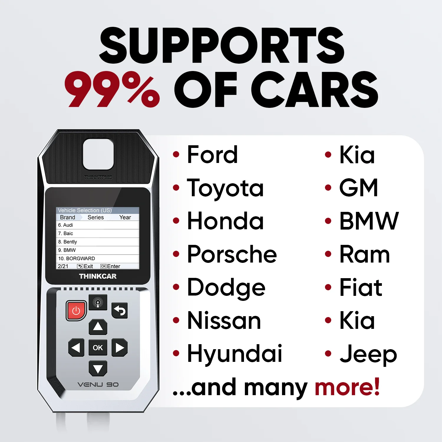 Thinkcar VENU 90 TPMS Sensor Activation & Relearn Tool - Tire Pressure Monitoring System Diagnostic Scanner - Image 4