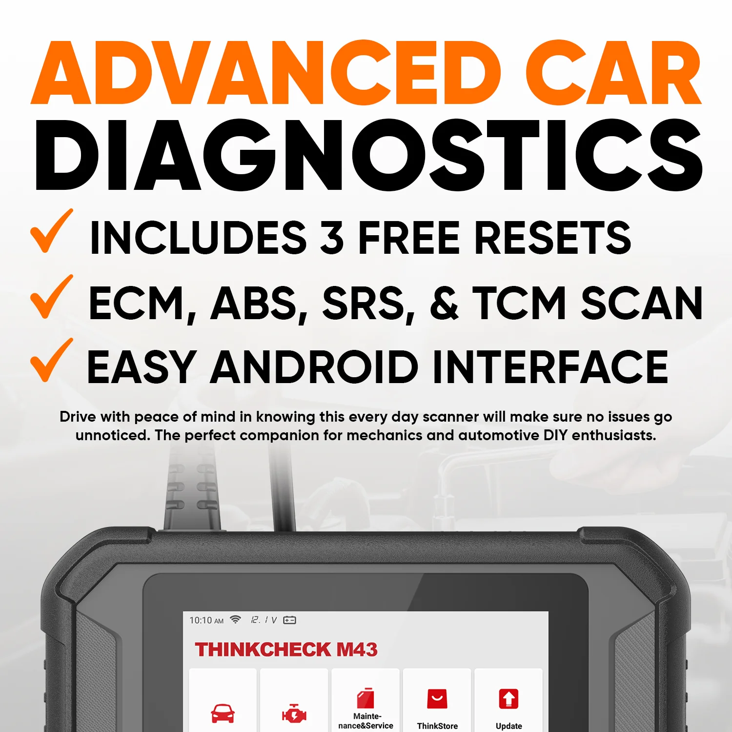 Thinkcar THINKCHECK M43 5-Inch OBD2 Scanner Vehicle Diagnostic Car Code Reader ABS, SRS, ECM, TCM - Image 3