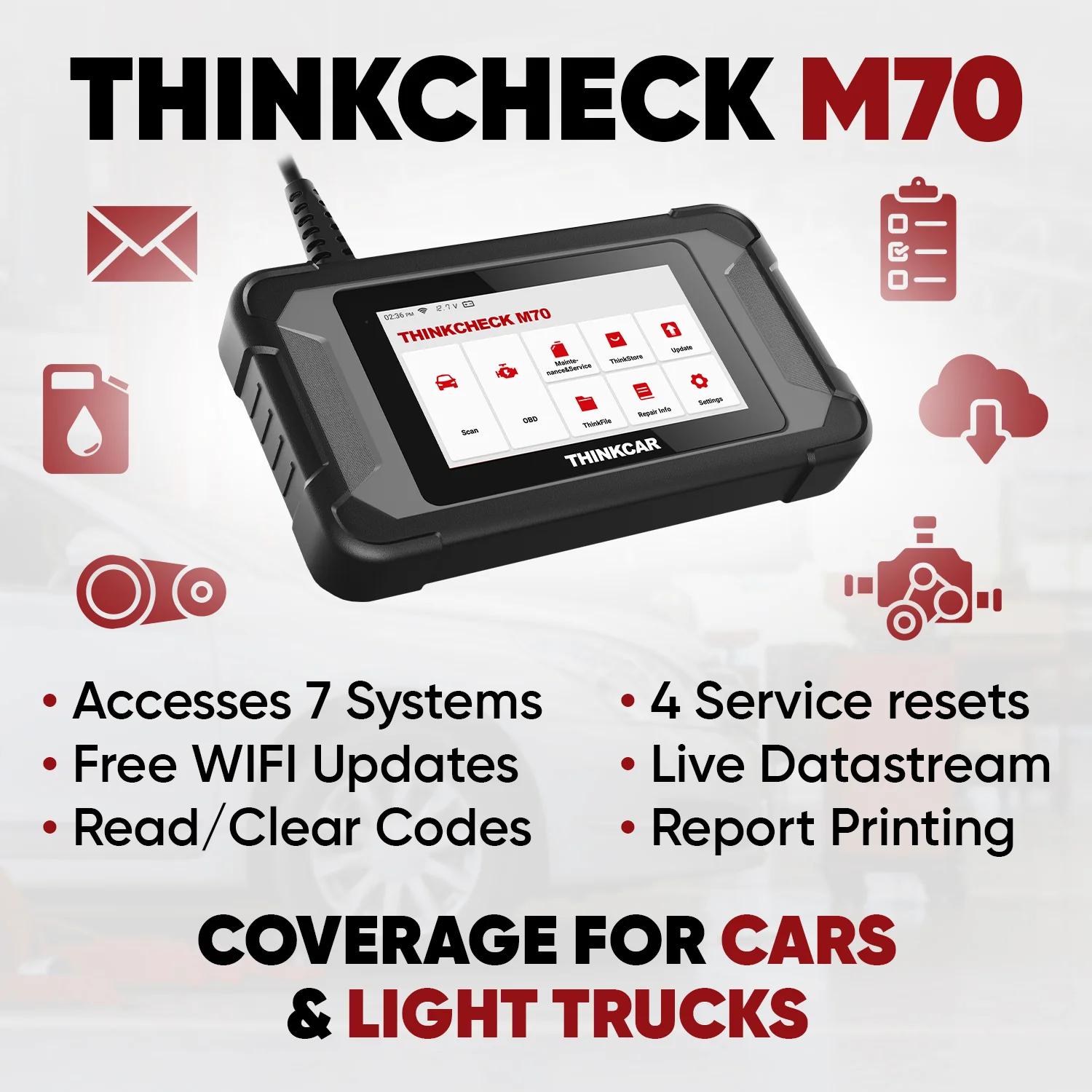 Thinkcar THINKCHECK M70 5-Inch Full System OBD2 Scanner Car Code Reader Tablet Comprehensive Vehicle Diagnostic Scan Tool - Image 10