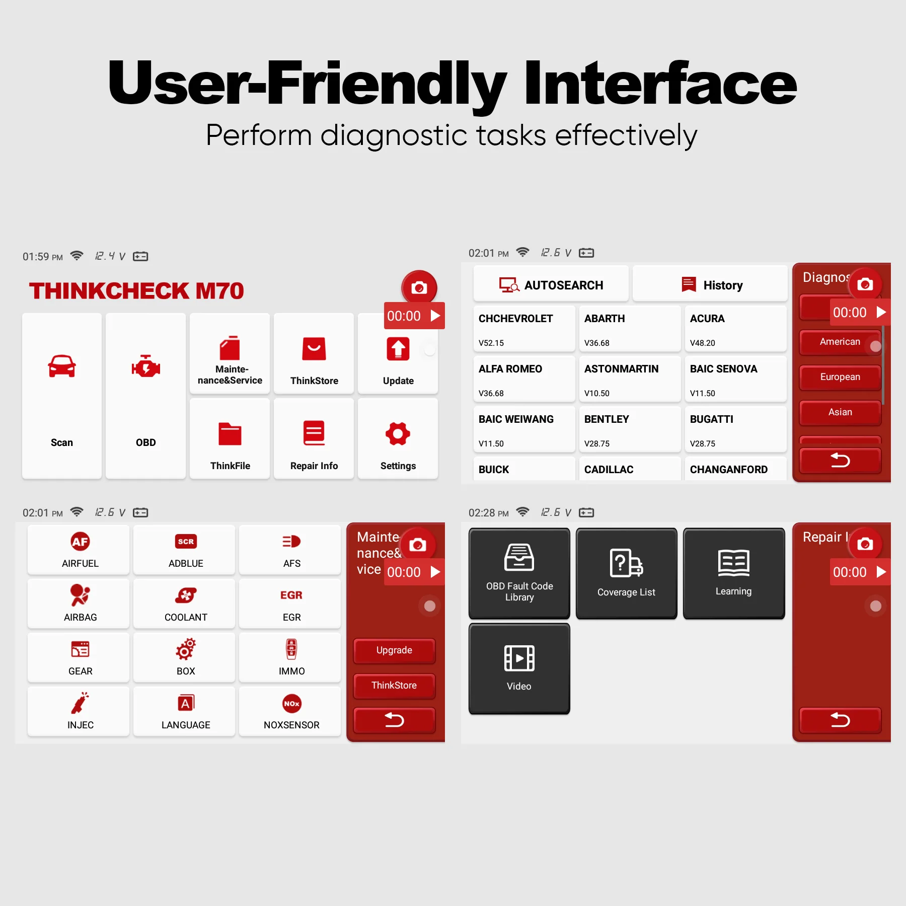 Thinkcar THINKCHECK M70 5-Inch Full System OBD2 Scanner Car Code Reader Tablet Comprehensive Vehicle Diagnostic Scan Tool - Image 9