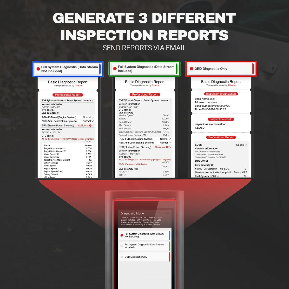 Thinkcar ThinkPlus - OBD2 5" Intelligent Car Vehicle Full System Diagnostic Tool with Full Software 1 Year Free Update - Image 3
