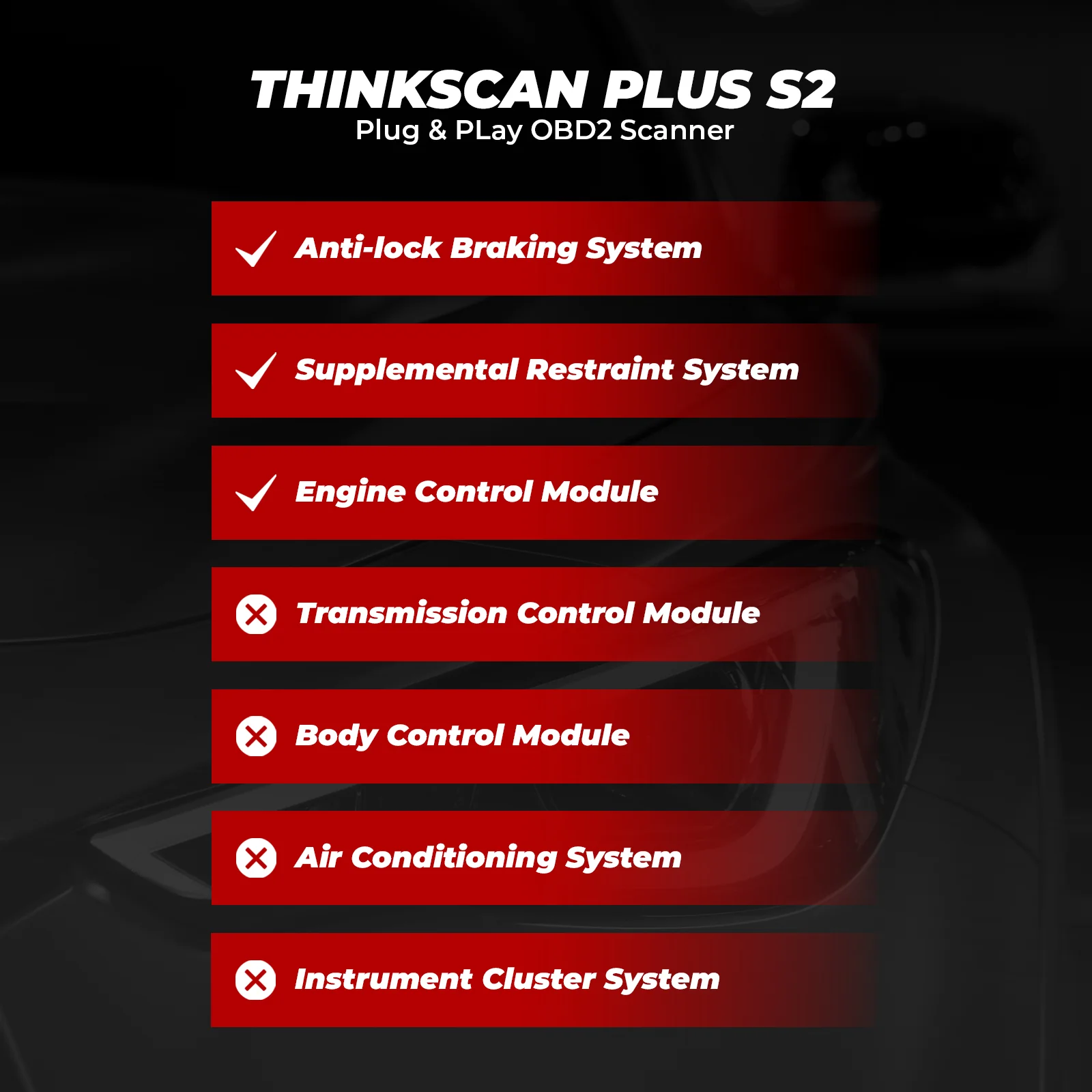 Thinkcar THINKSCAN PLUS S2 5-Inch OBD2 Car Diagnostic Scanner with 3 System Reset Functions Check Engine/ABS/SRS Code Readers Diagnostic Tool - Image 3